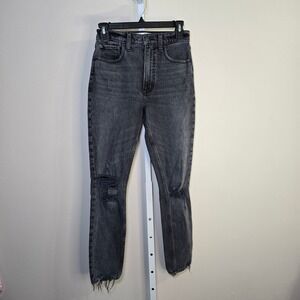 Abercrombie & Fitch Skinny High Rise Black Wash Distressed Jeans Ladies sz 0R/25